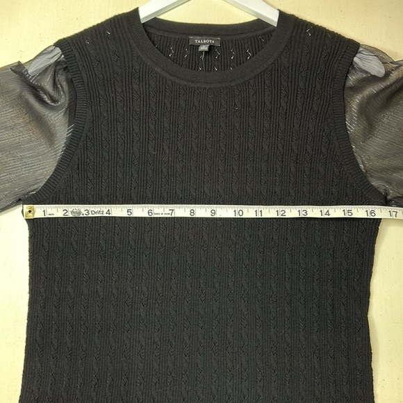 NWT Talbots Woven Sleeve Crewneck Pullover Sweater Size Medium - Picture 11 of 13